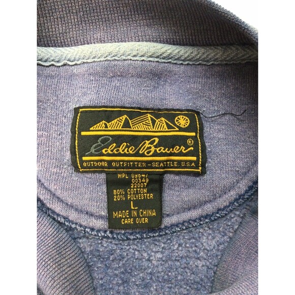 Vintage 90'S EDDIE BAUER PULLOVER CREWNECK SWEATSHIRT SZ L Faded Blue Comfort - Picture 4 of 6